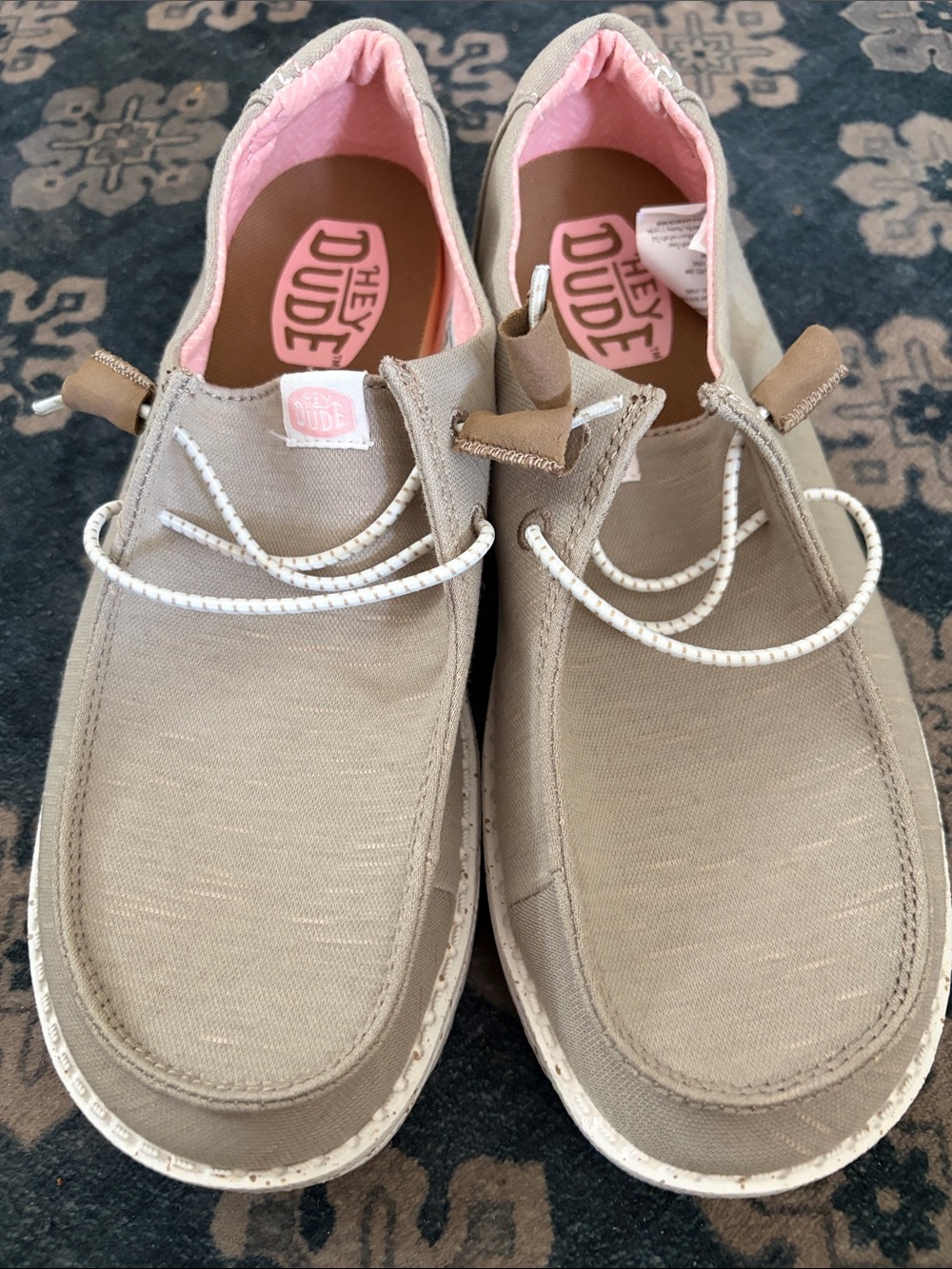 Women's HEY DUDE Beige Heathered Wendy Stretch Shoes - Picture 7 of 9